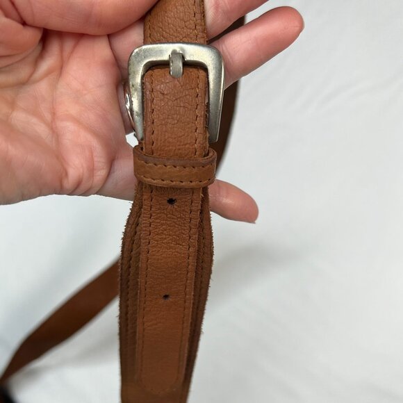 Vintage 90s Kenneth Cole Leather Flap Bag Shoulder Hazelnut Brown - Picture 4 of 13